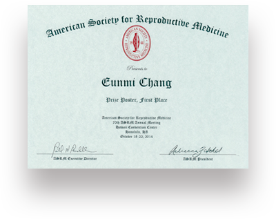 제 70차 미국 생식의학회 최우수 포스터상
